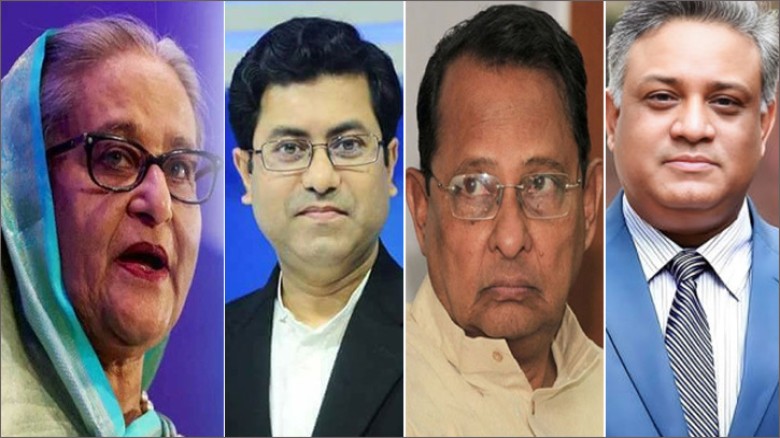 বাঁ থেকে শেখ হাসিনা, শেখ ফজলে নূর তাপস, হাসানুল হক ইনু ও এএসএম মাকসুদ কামাল- ছবি সংগৃহীত