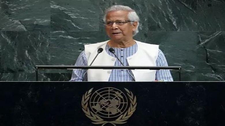 জাতিসংঘের সাধারণ পরিষদের ৮০তম অধিবেশনে ভাষণ দেন প্রধান উপদেষ্টা অধ্যাপক মুহাম্মদ ইউনূস। ছবি: সংগৃহীত